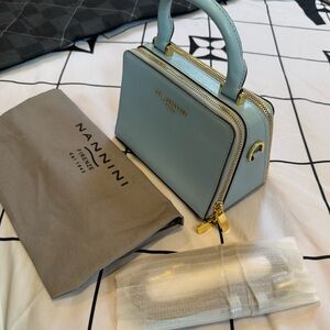 Custom Light Blue Nannini Italian Leather Designer Handbag